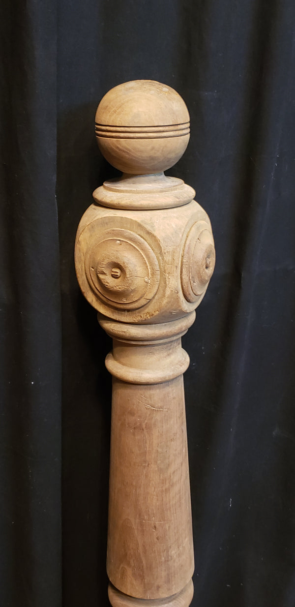 Newly Stripped Ornate Solid Oak Newel Post 53" x 5 1/2" GA9680