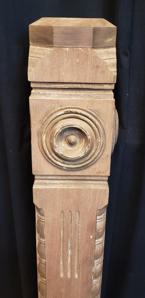 Newly Stripped Ornate Solid Walnut Newel Post 47 1/2" x 8" GA9688