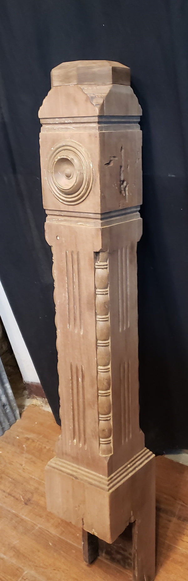Newly Stripped Ornate Solid Walnut Newel Post 47 1/2" x 8" GA9688