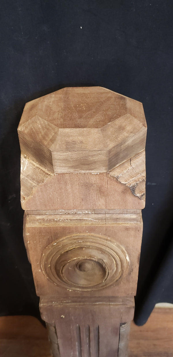 Newly Stripped Ornate Solid Walnut Newel Post 47 1/2" x 8" GA9688