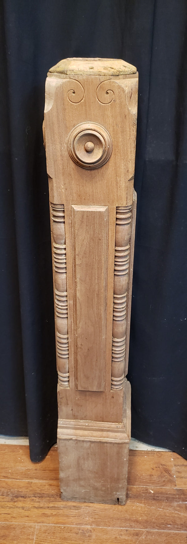 Restored Ornate Solid Walnut Newel Post 45 1/2" by 7 3/4"  GA9698