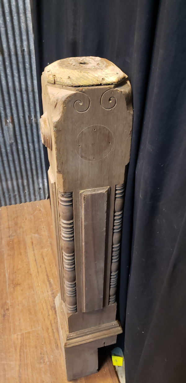 Restored Ornate Solid Walnut Newel Post 45 1/2" by 7 3/4"  GA9698