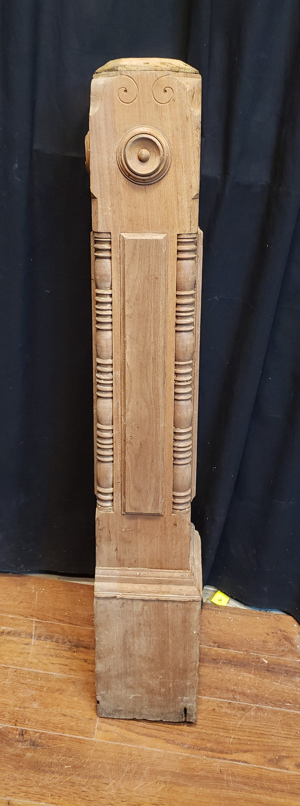 Restored Ornate Solid Walnut Newel Post 45 1/2" by 7 3/4"  GA9698