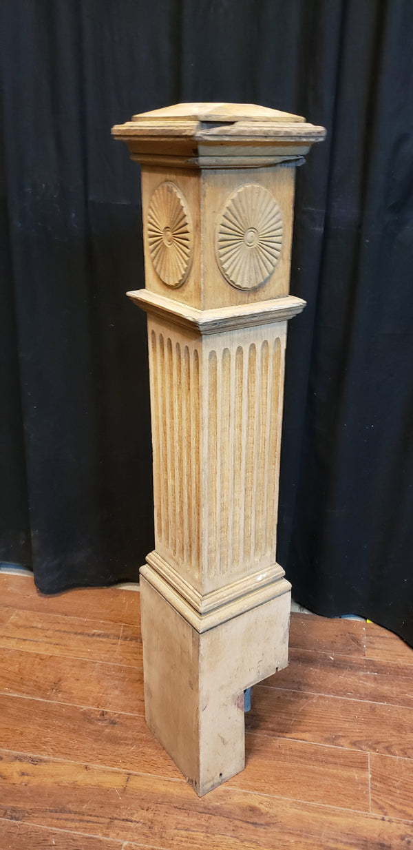 Restored Ornate Solid Oak Newel Post 44 3/4" by 7 3/4"  GA9700
