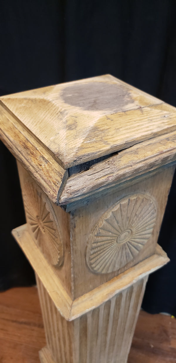 Restored Ornate Solid Oak Newel Post 44 3/4" by 7 3/4"  GA9700