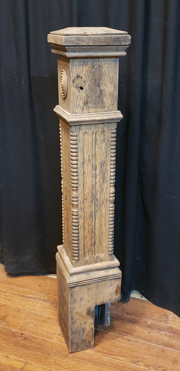 Restored Ornate Solid Oak Newel Post 45" by 8"  GA9702
