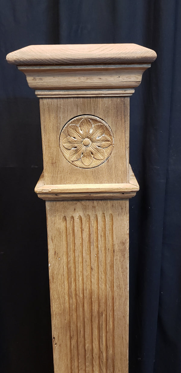 Restored Ornate Solid Oak Newel Post 49 1/2" by 7 1/2"  GA9703