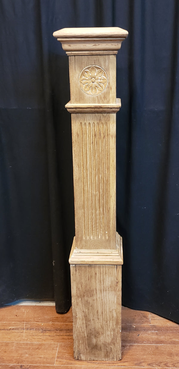 Restored Ornate Solid Oak Newel Post 49 1/2" by 7 1/2"  GA9703