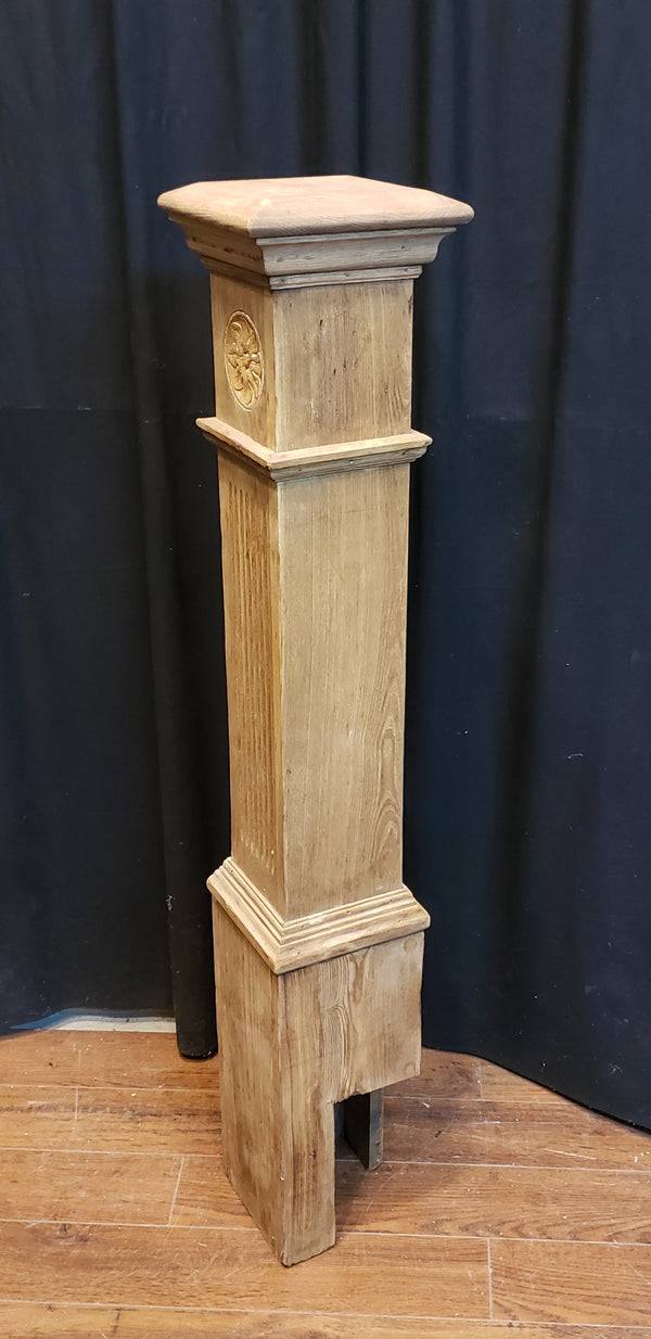 Restored Ornate Solid Oak Newel Post 49 1/2" by 7 1/2"  GA9703