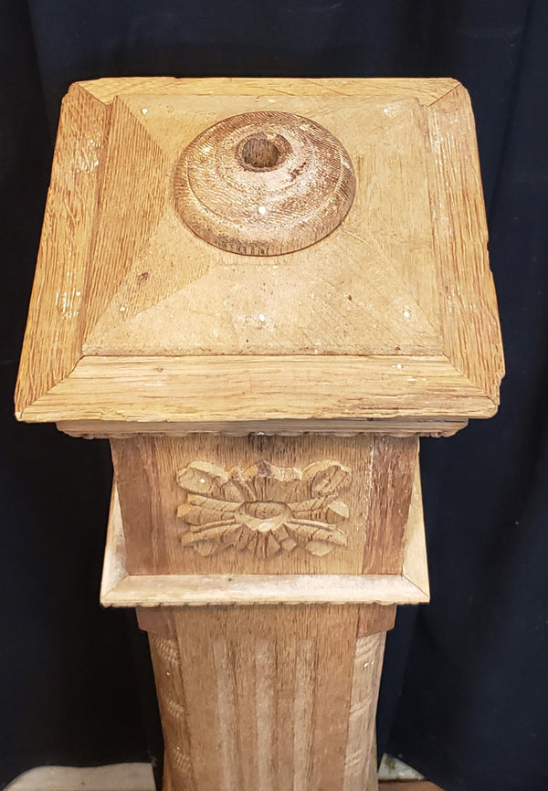 Restored Ornate Solid Oak Newel Post 54 1/2" by 7 1/2"  GA9704