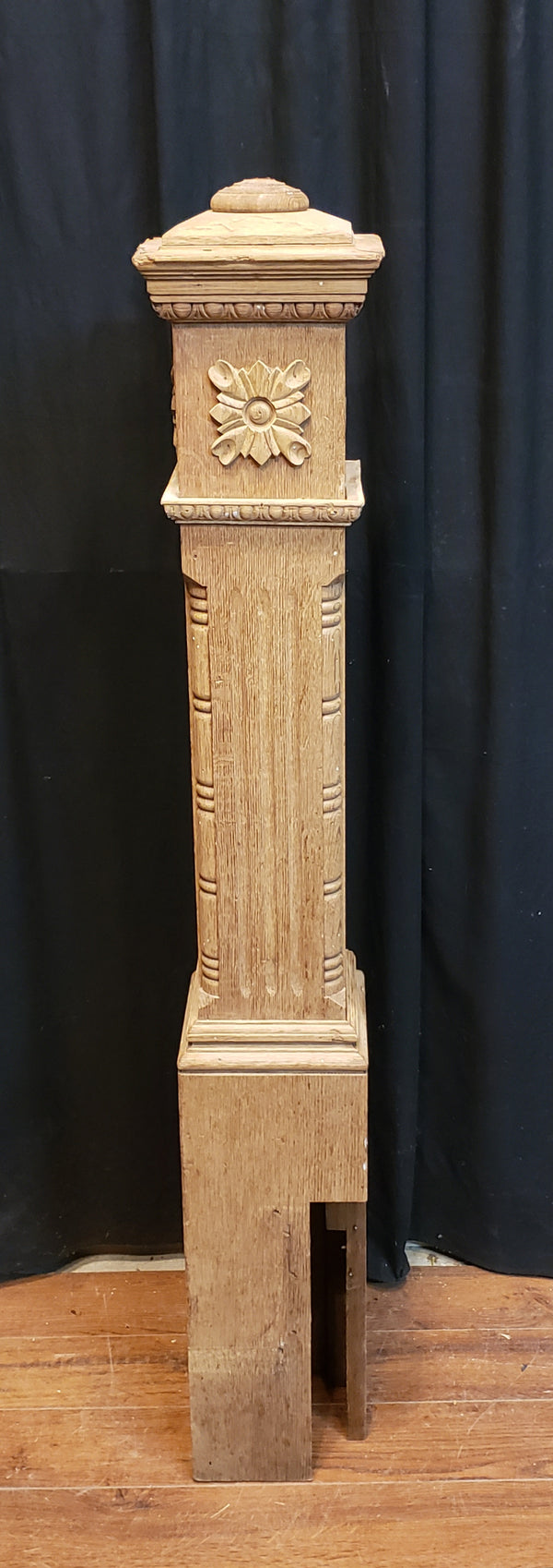 Restored Ornate Solid Oak Newel Post 54 1/2" by 7 1/2"  GA9704