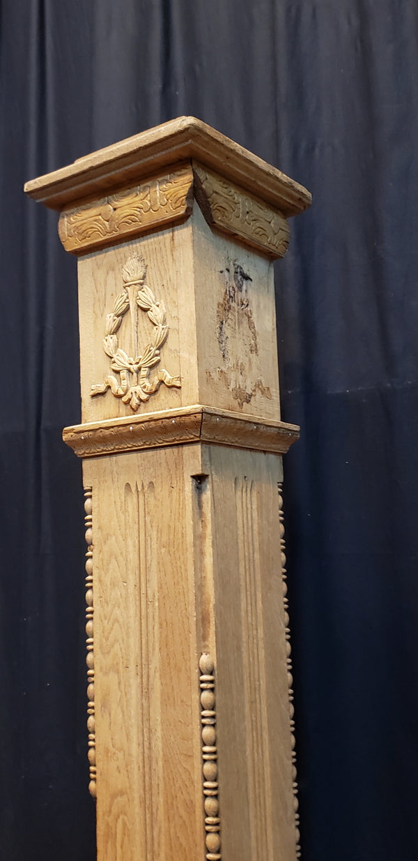Restored Ornate Solid Oak Newel Post 46 1/2" by 7"  GA9709