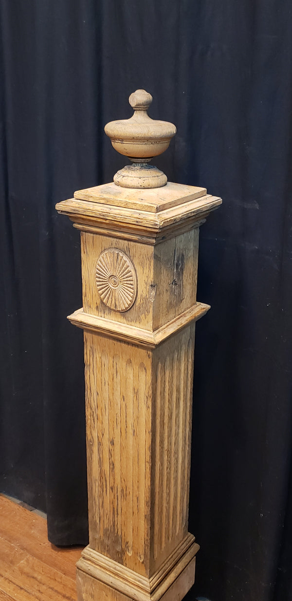 Restored Ornate Solid Oak Newel Post 49" x 7" GA9710