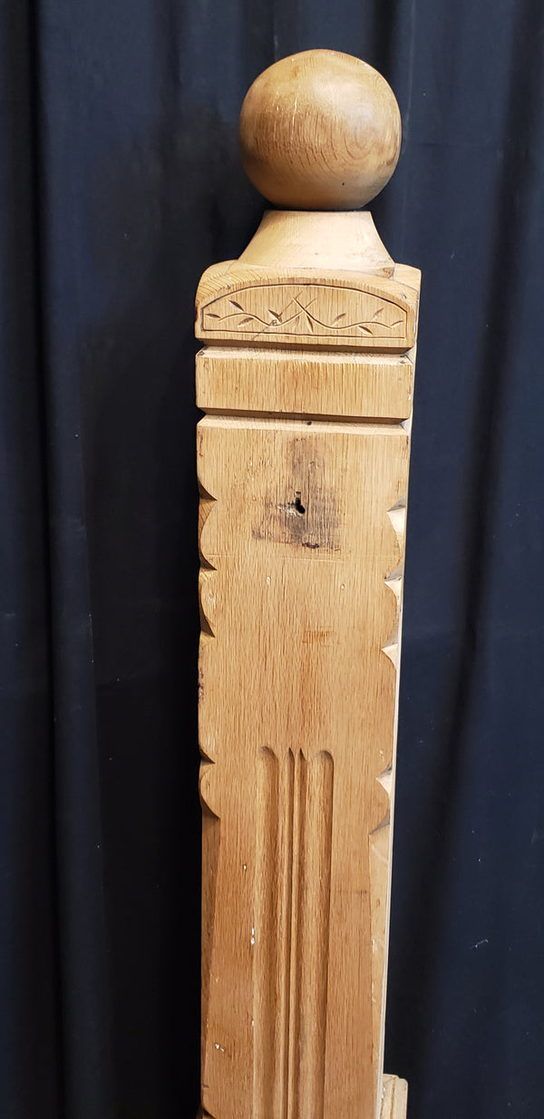 Huge Stripped Ornate Solid Oak Newel Post 61" by 11 1/4"  GA9711