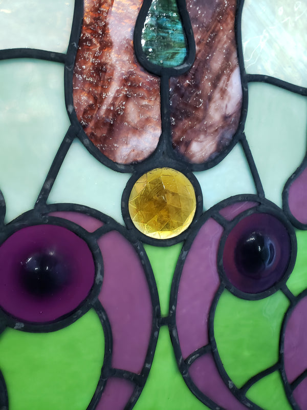 Art Nouveau Textured Leaded Stained Glass Window 23 1/4" W by 56" T GA9728