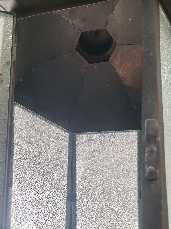 Hexagon Shaped Copper & Textured Glass Lamp Post Light - 6 Available GA10002