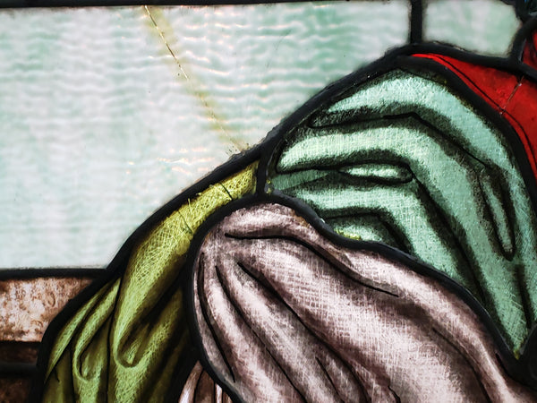 Michelangelo's Libyan Sibyl Painting on Stained Glass 33" x 41 1/2" GA9738