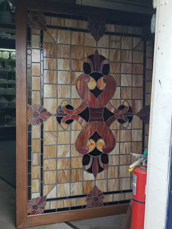 Huge Textured Leaded Stained Glass Window 83"  Tall x 61 1/2" Wide GA9741