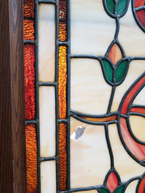 Pair of Textured Leaded Stained Glass Doors 95 1/2"  Tall x 40" Wide GA9742