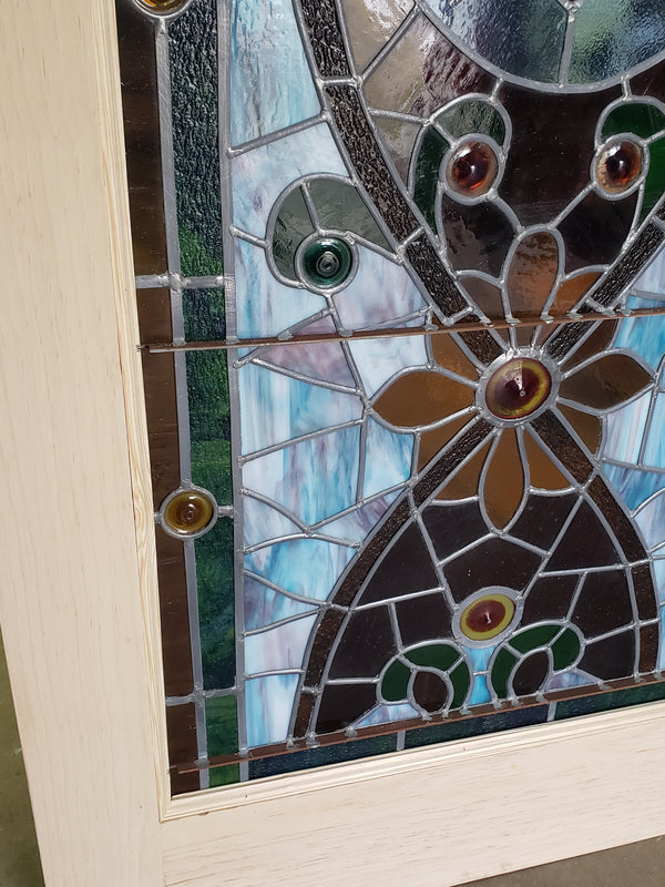 Customizable Textured Leaded Stained Glass Door 83 1/2" Tall x 40" Wide GA9744