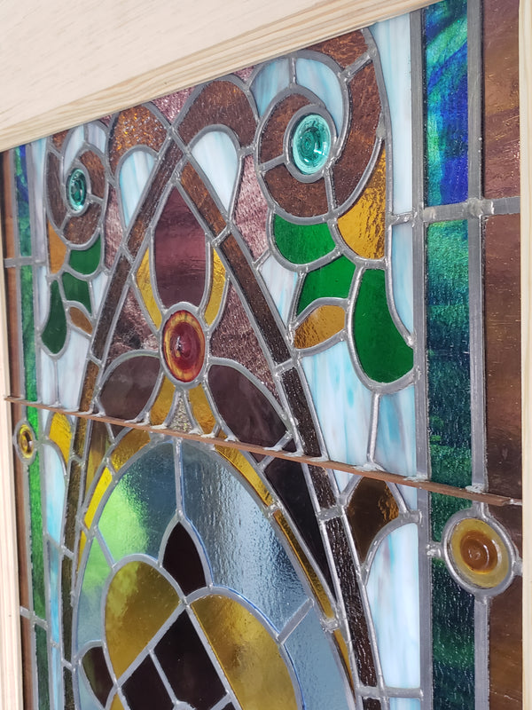 Customizable Textured Leaded Stained Glass Door 83 1/2" Tall x 40" Wide GA9744