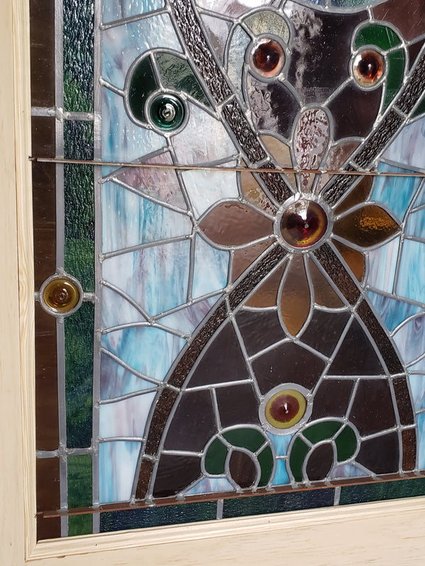 Customizable Textured Leaded Stained Glass Door 83 1/2" Tall x 40" Wide GA9744