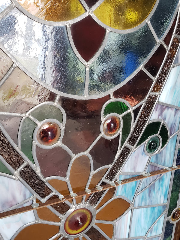 Customizable Textured Leaded Stained Glass Door 83 1/2" Tall x 40" Wide GA9744