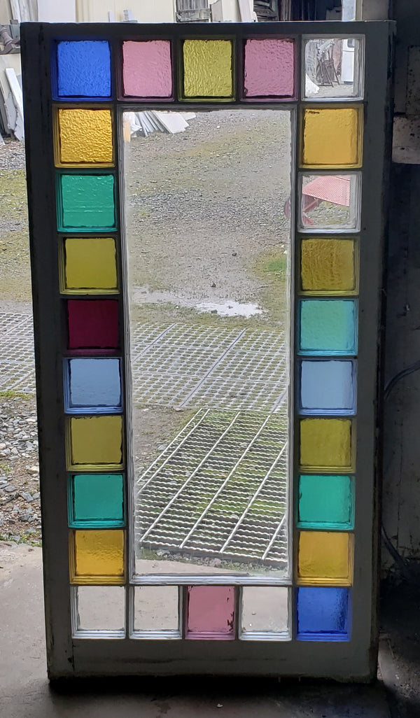 Multi Paned Textured Stained Glass Window 24" x  46 1/2" GA9757