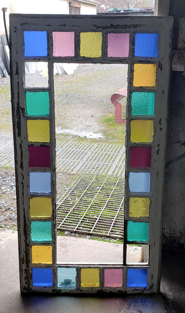 Multi Paned Textured Stained Glass Window 23 3/4" x 44 3/4" GA9760
