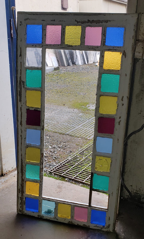 Multi Paned Textured Stained Glass Window 23 3/4" x 44 3/4" GA9760