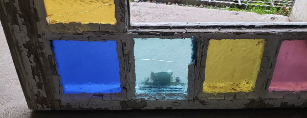 Multi Paned Textured Stained Glass Window 23 3/4" x 44 3/4" GA9760