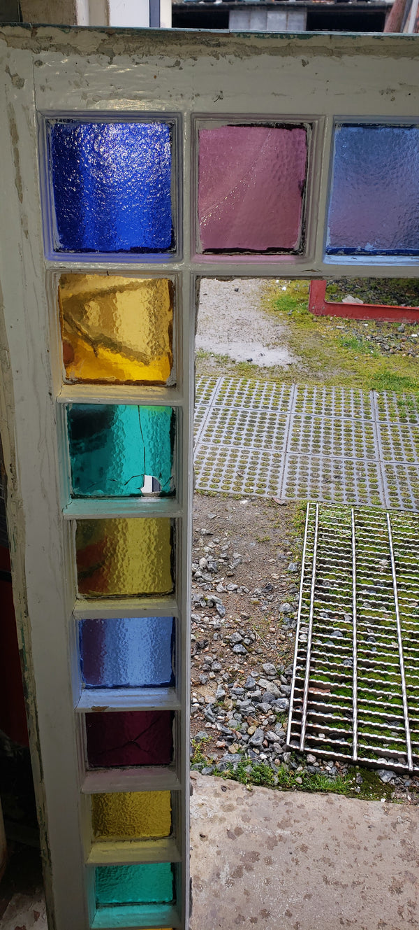 Multi Paned Textured Stained Glass Window 36" x  45 1/2" GA9761