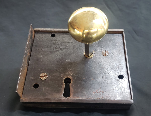 Restored Right Side Carpenter Rim Lock Set #60 with Keeper and Key GA9800