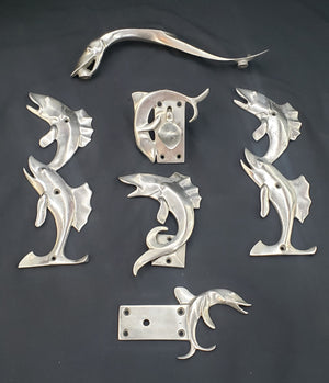Hand Forged Solid Brass Ocean Fish Designed Cabinet Hardware Signed GA9815
