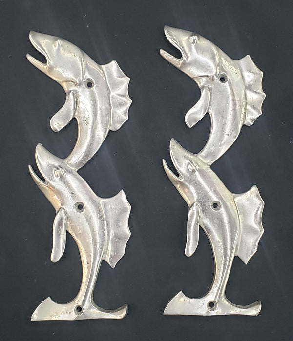 Hand Forged Solid Brass Ocean Fish Designed Cabinet Hardware Signed GA9815