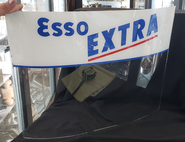 Vintage Esso Extra Large Curved Glass Gas Pump Sign 21 1/2" x 17" GA9831