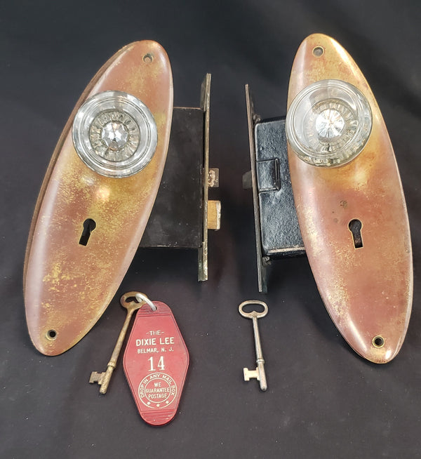 2 Mortise Lock Sets with Keys from the Dixie Lee Hotel in Belmar N.J. GA131