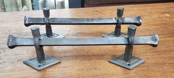 Pair of Hand Forged Steel Door Pulls with Diamond Shaped Back Plates  GA9853
