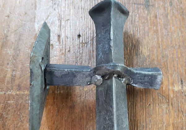 Pair of Hand Forged Steel Door Pulls with Diamond Shaped Back Plates  GA9853