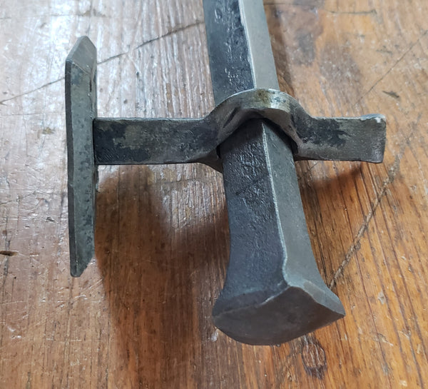 Pair of Hand Forged Steel Door Pulls with Diamond Shaped Back Plates  GA9853