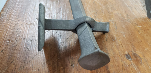 Pair of Hand Forged Steel Door Pulls with Diamond Shaped Back Plates  GA9853