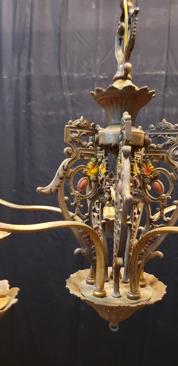 Art Nouveau Ornate Cast Iron Filigree 5 Light Chandelier 20" x 19" #GA739