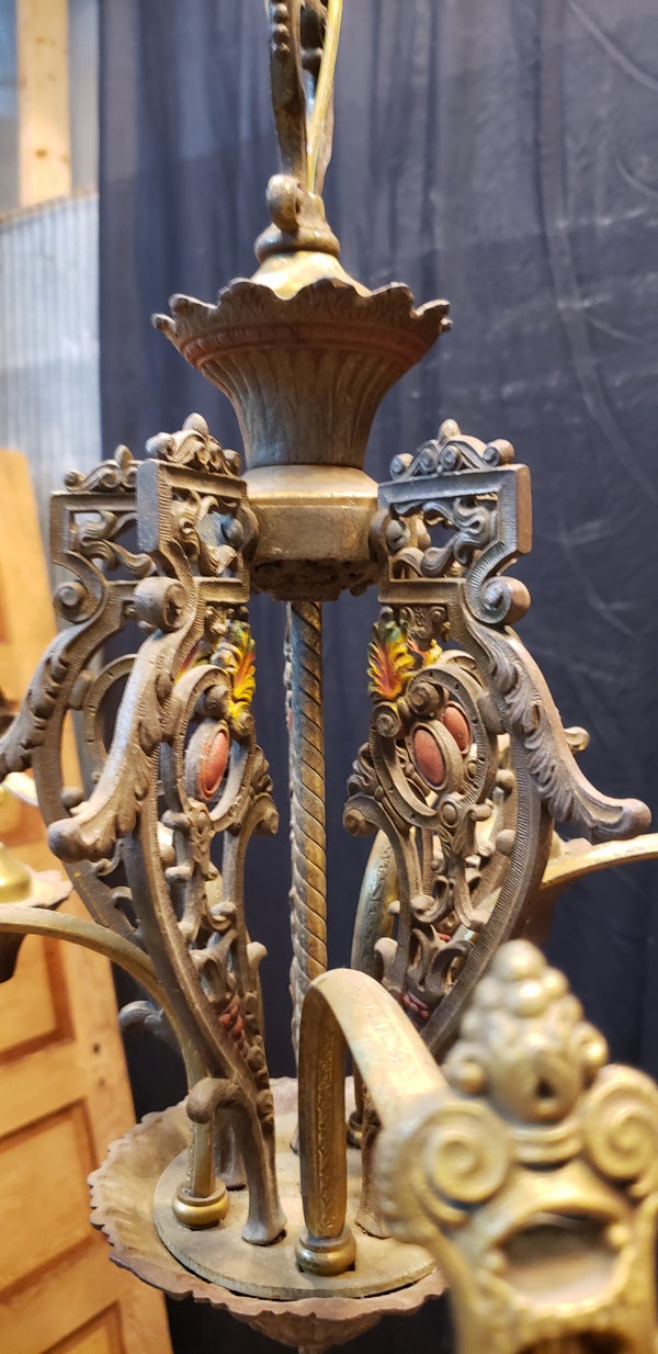 Art Nouveau Ornate Cast Iron Filigree 5 Light Chandelier 20" x 19" #GA739