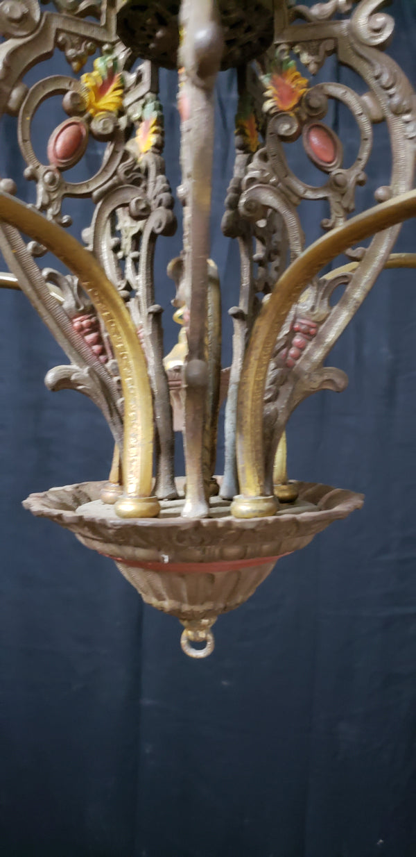 Art Nouveau Ornate Cast Iron Filigree 5 Light Chandelier 20" x 19" #GA739