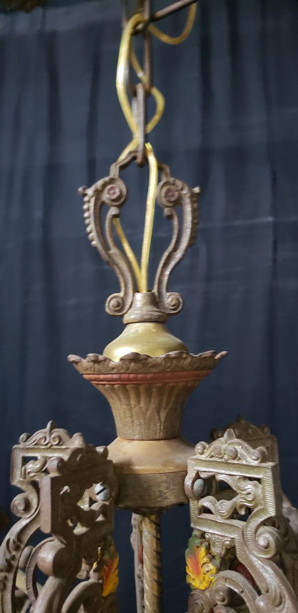 Art Nouveau Ornate Cast Iron Filigree 5 Light Chandelier 20" x 19" #GA739