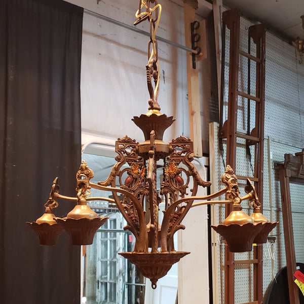 Art Nouveau Ornate Cast Iron Filigree 5 Light Chandelier 20" x 19" #GA739