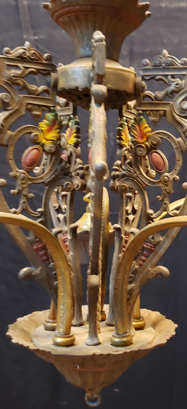 Art Nouveau Ornate Cast Iron Filigree 5 Light Chandelier 20" x 19" #GA739