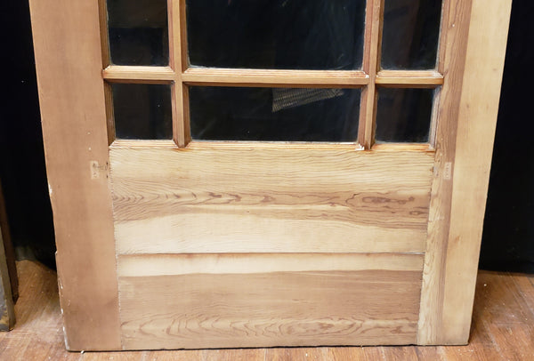 Restored Mid Century Modern Pine & 9 Light Exterior Door 34" W x 81" T GA9888