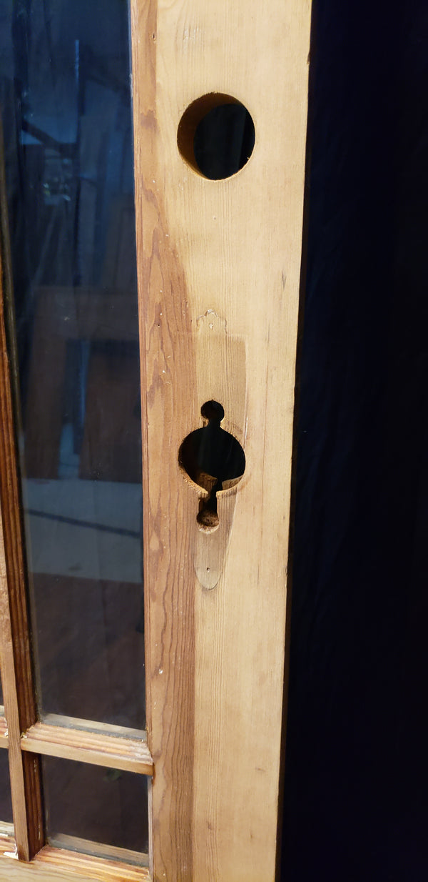 Restored Mid Century Modern Pine & 9 Light Exterior Door 34" W x 81" T GA9888