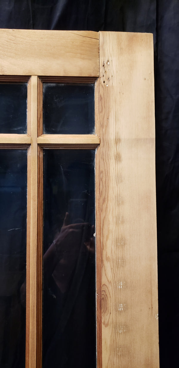 Restored Mid Century Modern Pine & 9 Light Exterior Door 34" W x 81" T GA9888